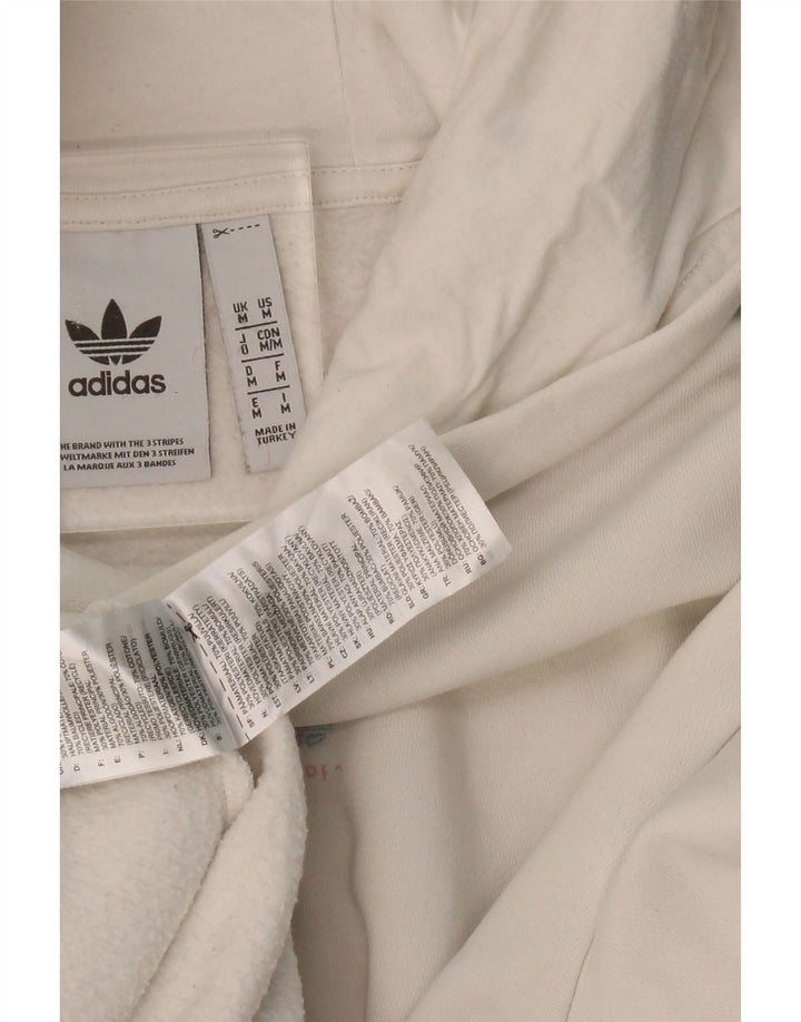 ADIDAS Mens Graphic Hoodie Jumper Medium White Cotton