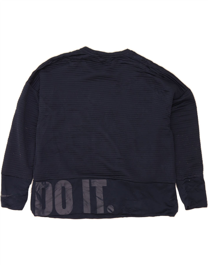 NIKE Womens Dri Fit Graphic Sweatshirt Jumper UK 14 Medium Navy Blue Vintage Nike and Second-Hand Nike from Messina Hembry 