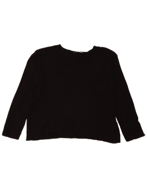 Zara Womens Oversized Top Long Sleeve UK 10 Small Black Viscose