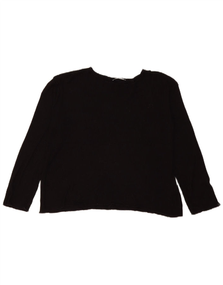 Zara Damen Übergroßes Top Langarm UK 10 Small Schwarze Viskose