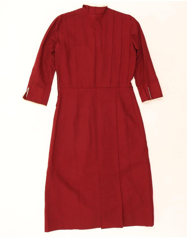 Vintage Damen Langarm-Maxikleid UK 10 Small Red