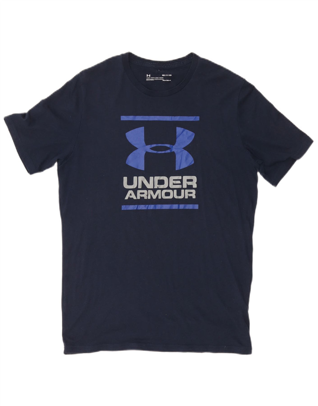 UNDER ARMOUR Herren Heat Gear Graphic T-Shirt Top Small Marineblau Baumwolle