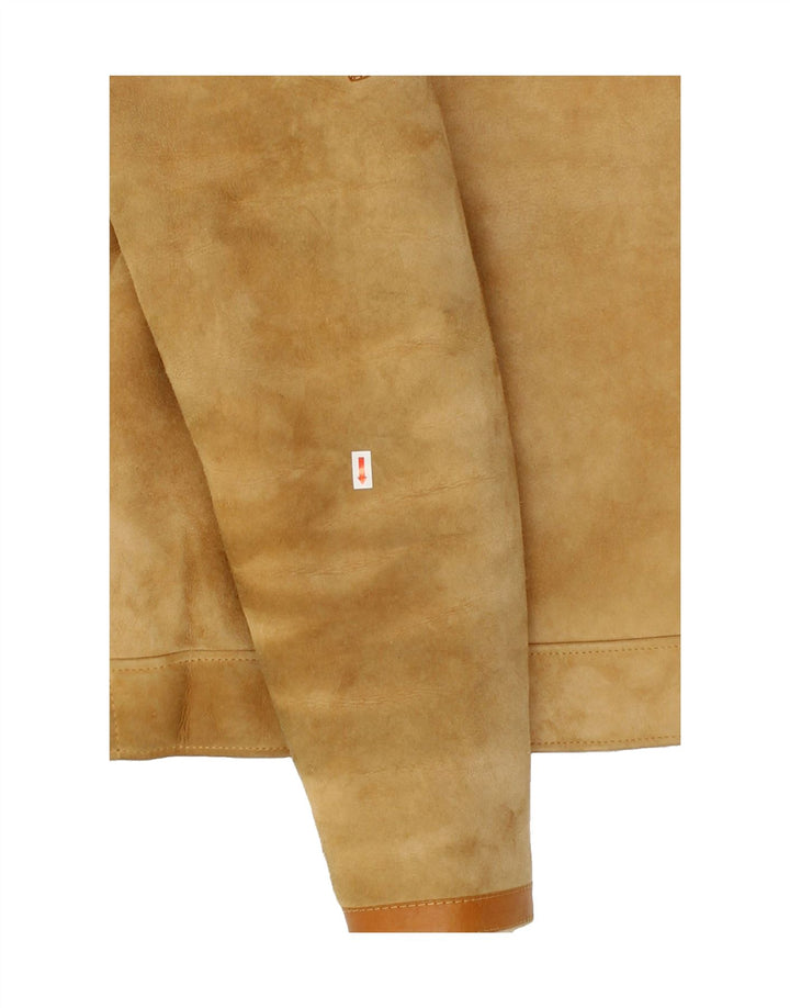 VINTAGE Herren Shearling Jacke UK 36 Small Beige Shearling