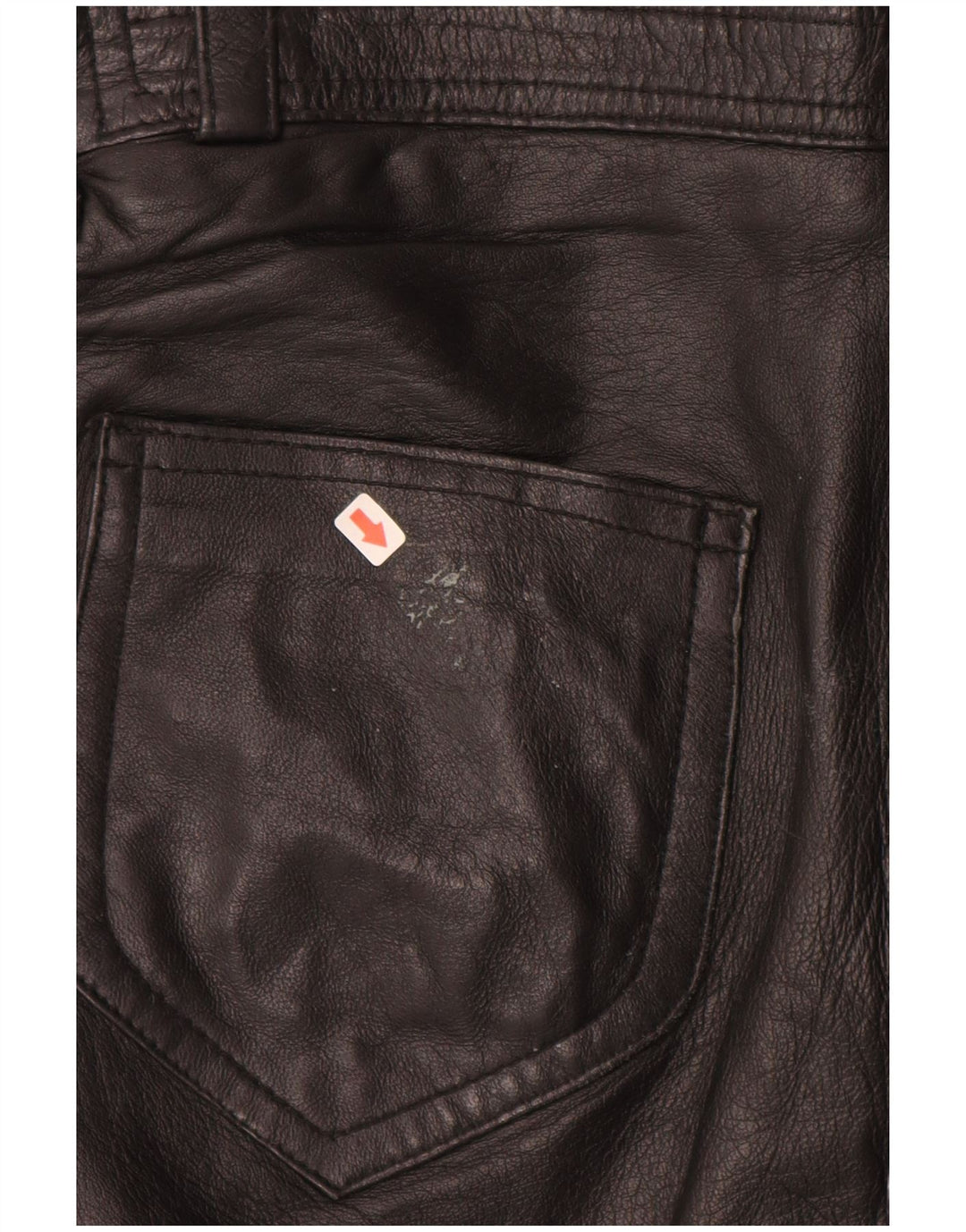 VINTAGE Damen gerade Lederhose IT 40 Small W28 L28 Schwarzes Leder