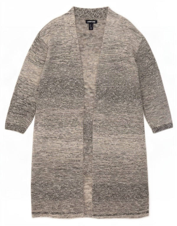 Lands End Damen Longline Open Cardigan Pullover UK 10 Small Grau meliert