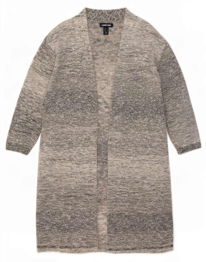 Lands End Damen Longline Open Cardigan Pullover UK 10 Small Grau meliert