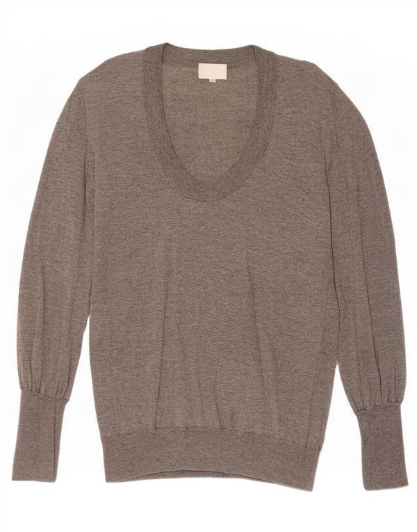 Vintage Damen-Pullover mit U-Boot-Ausschnitt, Gr. 14, groß, grau gefleckter Kaschmir