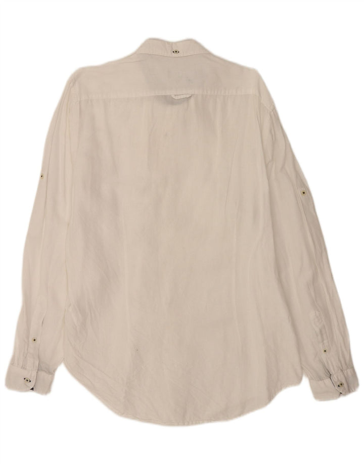 Zara Herren Slim Fit Hemd XL Weiß Leinen