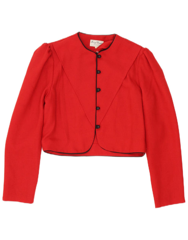 Vintage Damen 5-Knopf-2-teiliges Rock-Set UK 12 Medium W28 Rot Polyester