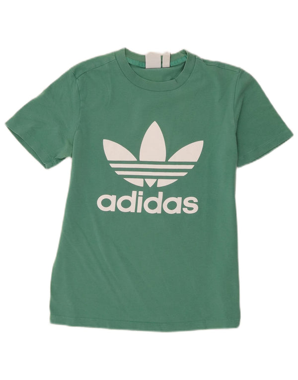 Adidas Damen Grafik T-Shirt Top UK 8 Smal Grün Baumwolle