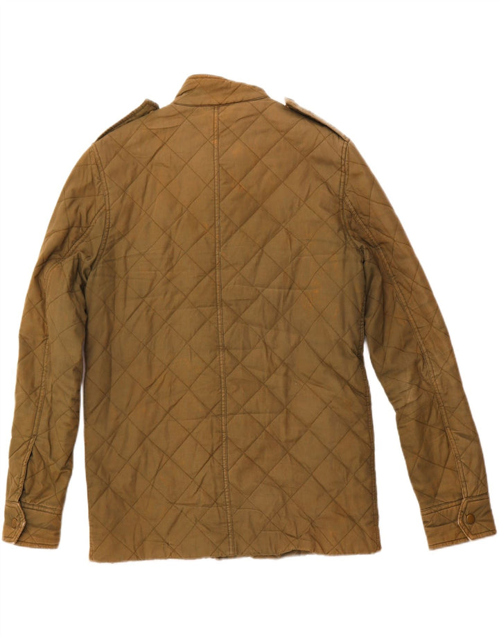 JACK WILLS Herren Militär-Steppjacke UK 36 Small Khaki Baumwolle
