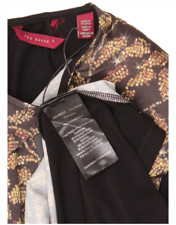Ted Baker Damen Etuikleid Größe 0 2XS Schwarz geblümtes Polyester