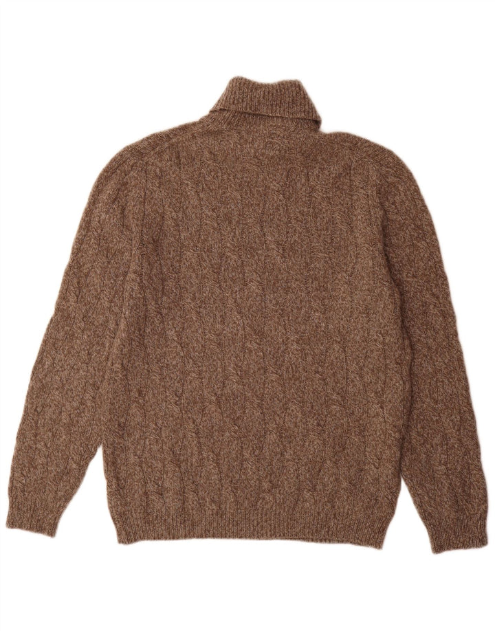 Massimo Dutti Herren-Pullover mit Rollkragen, groß, braun gefleckt
