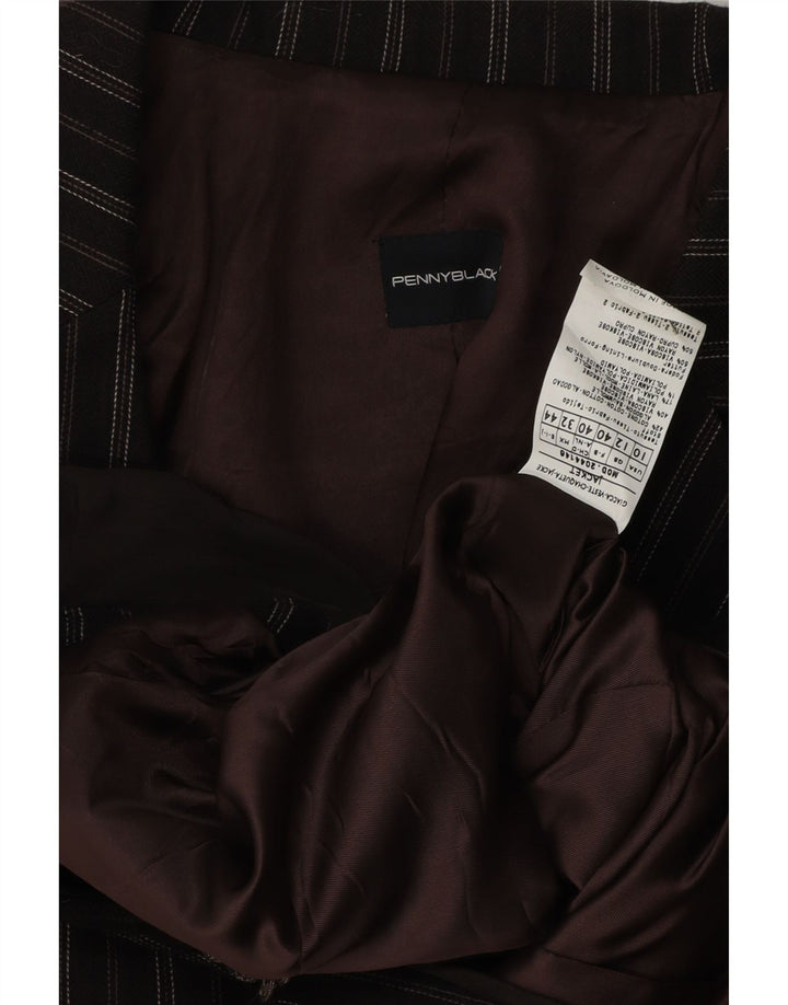 Penny Black Damen-Blazer mit 3 Knöpfen, UK 12, mittelbraun, gestreift, Baumwolle