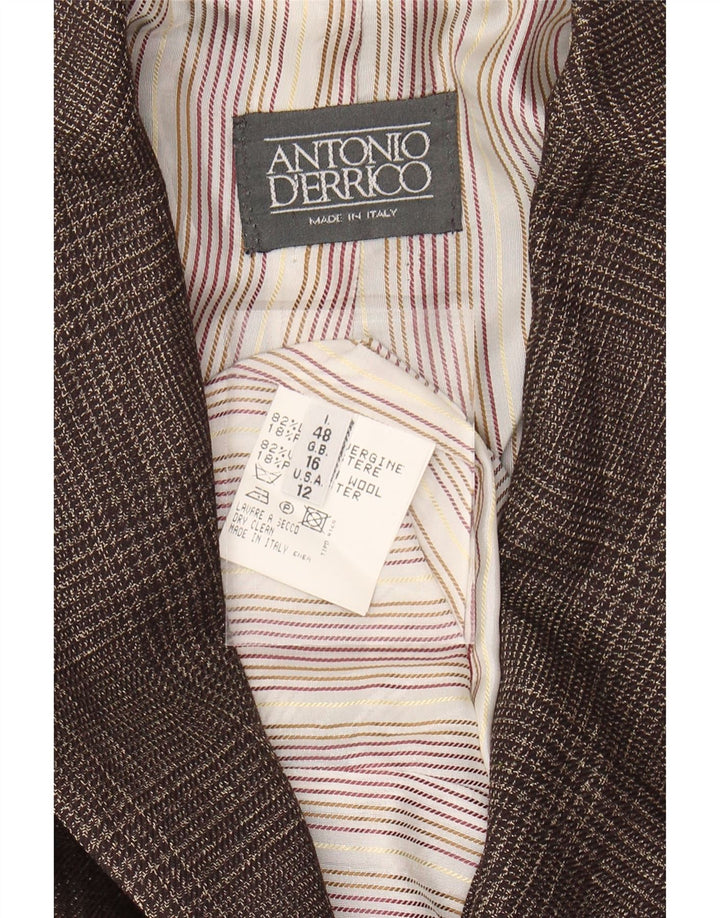 ANTONIO D'ERRICO Womens 2 Button Blazer Jacket UK 16 Large Brown Vintage Antonio D'errico and Second-Hand Antonio D'errico from Messina Hembry 
