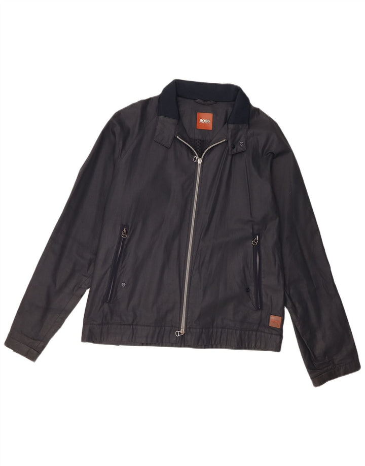 Hugo Boss Herren Bomberjacke IT 50 Große marineblaue Baumwolle