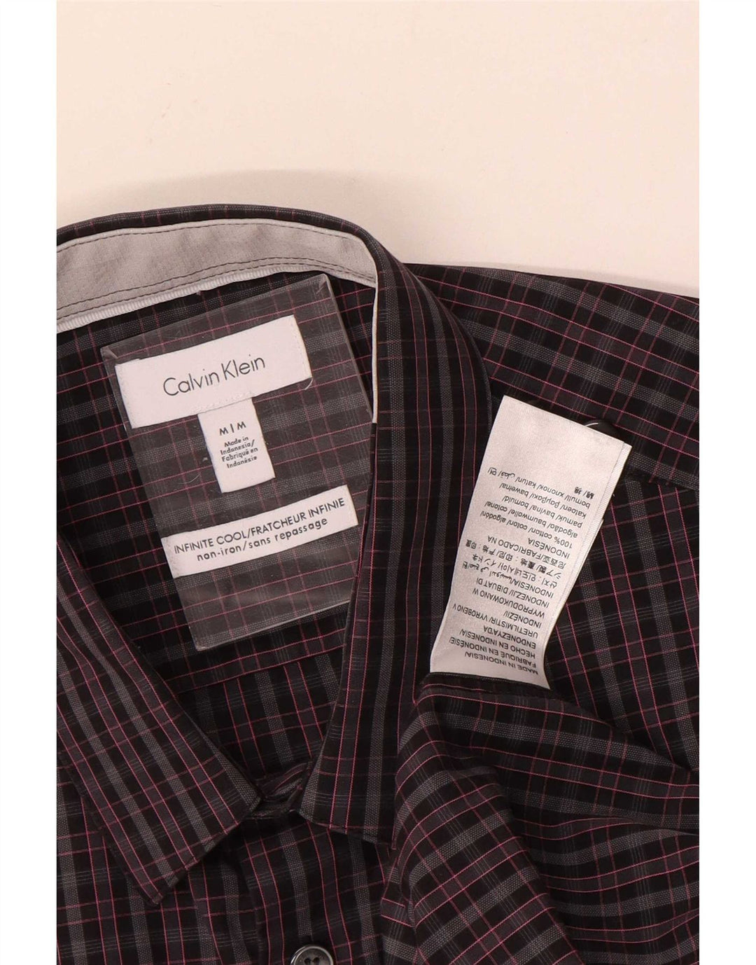 Calvin Klein Herrenhemd aus mittelgrauer Karo-Baumwolle