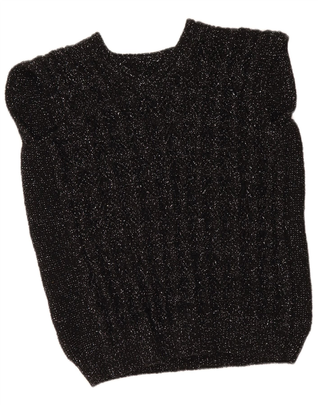 Vintage Damen Weste Tank Top UK 12 Medium Schwarz gefleckt