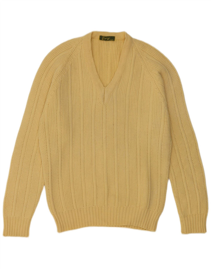 Vintage Herren V-Ausschnitt Pullover Pullover Mittelgelb