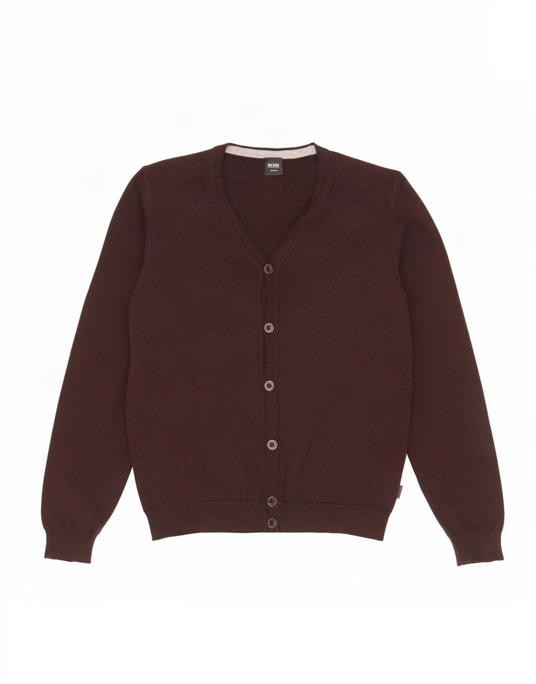 Hugo Boss Slim-Fit-Cardigan für Herren aus mittelbrauner Wolle