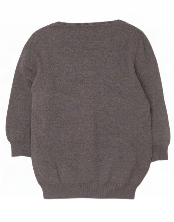 Zara Damen-Strickjacke mit 3/4-Ärmeln, UK-Gr. 12, mittelgraue Baumwolle