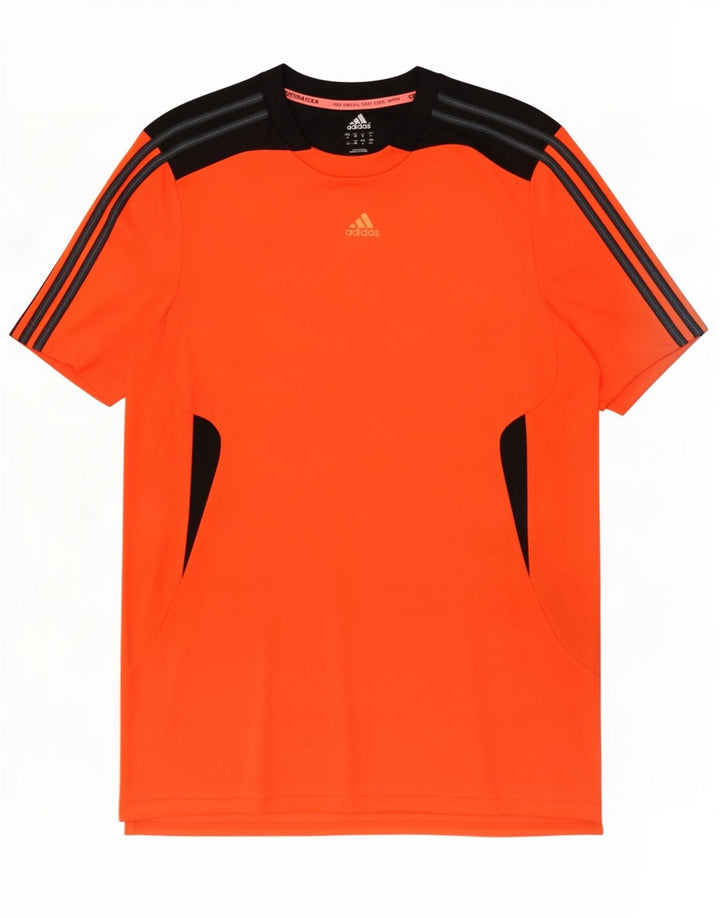 Adidas Herren Climacool T-Shirt-Oberteil Mittelorangefarbenes Farbblock-Polyester