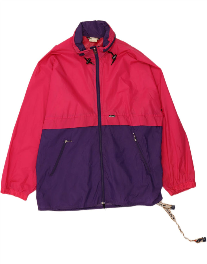 K-WAY Womens Hooded Rain Jacket UK 20 2XL Pink Colourblock Polyamide Vintage K-Way and Second-Hand K-Way from Messina Hembry 