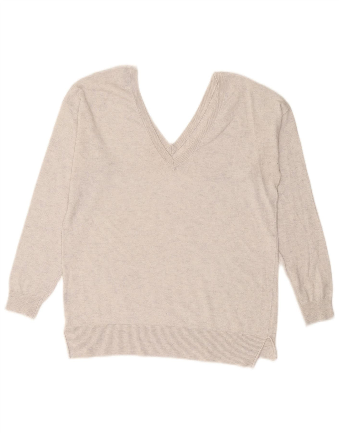 Zara Damen-Pullover mit V-Ausschnitt, Gr. 42, Größe L, Grau