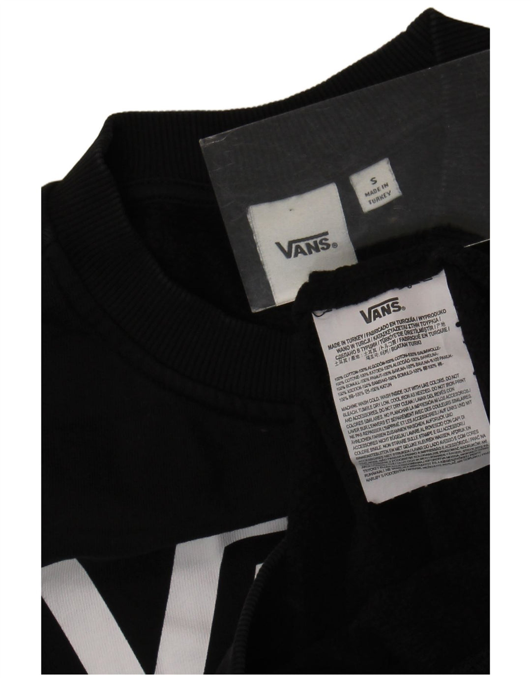 Vans Damen Grafik-Sweatshirt-Pullover UK 10 Small Schwarz Baumwolle