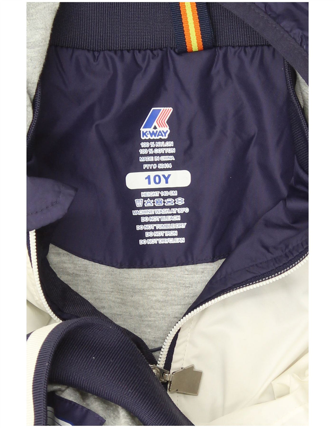 K-Way Jungen-Bomberjacke mit Kapuze, 9–10 Jahre, marineblaues Colourblock-Nylon