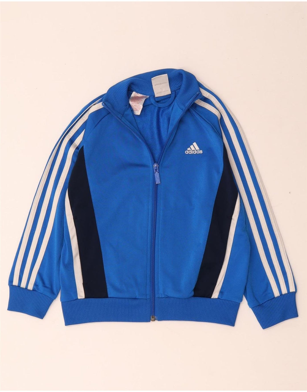 Adidas Jungen-Trainingsanzug-Top-Jacke, 7–8 Jahre, blaues Farbblock-Polyester