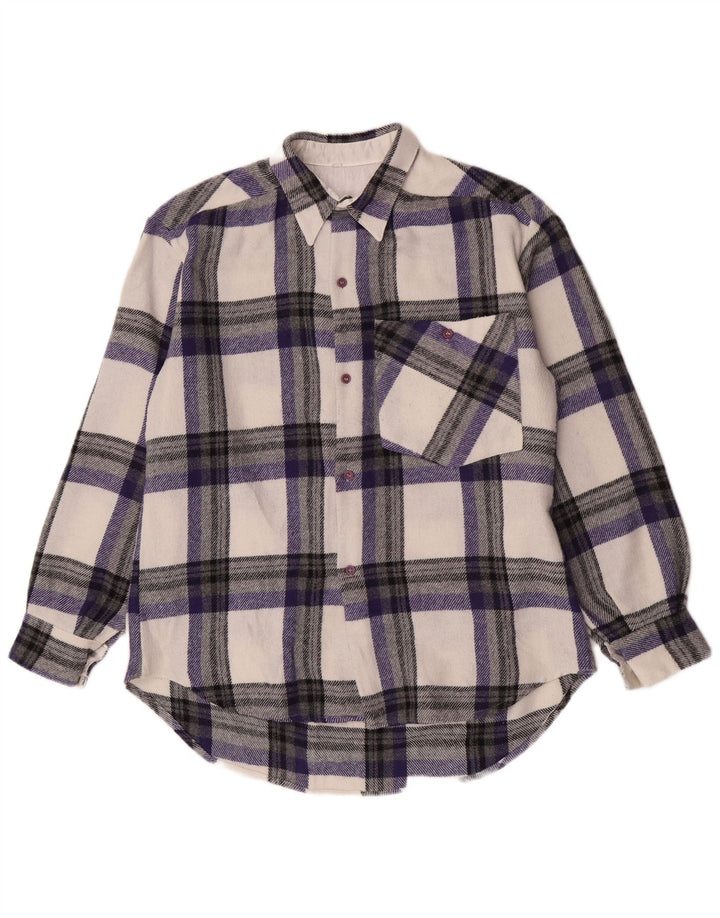 Vintage Herren-Flanellhemd in Übergröße, klein, mehrfarbig, kariert, Polyester