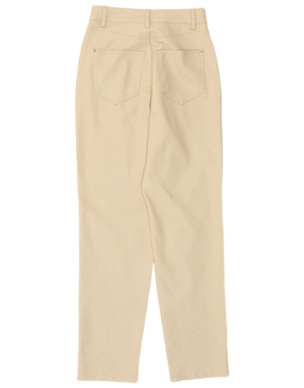 Zara Damen-Hose aus Kunstleder mit hoher Taille, konisch zulaufend, EU 32, XS, W22, L27, Beige