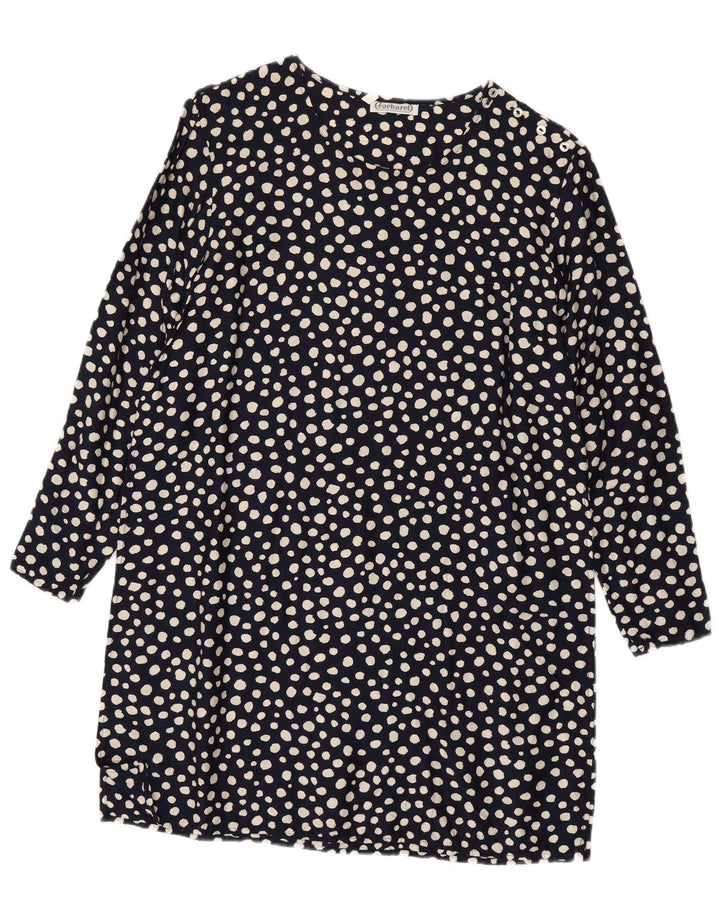 Cacharel Damen-Etuikleid mit langen Ärmeln, EU 38, mittleres Marineblau mit Punkten