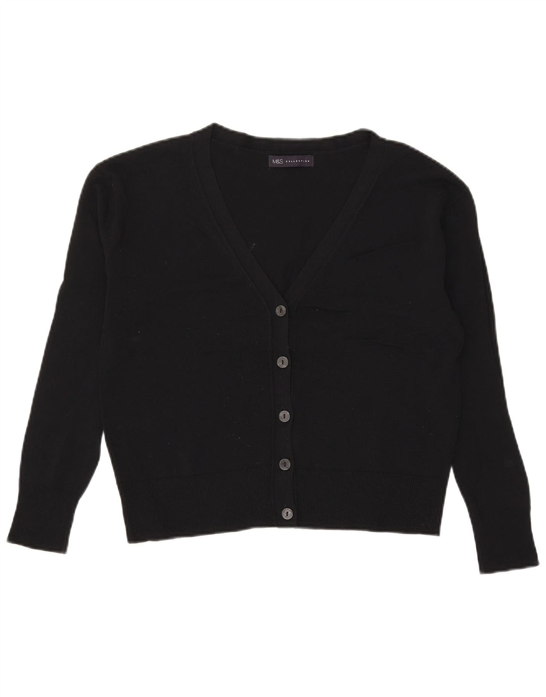 Marks & Spencer Damen Crop Oversized Cardigan Pullover UK 8 Small Schwarz