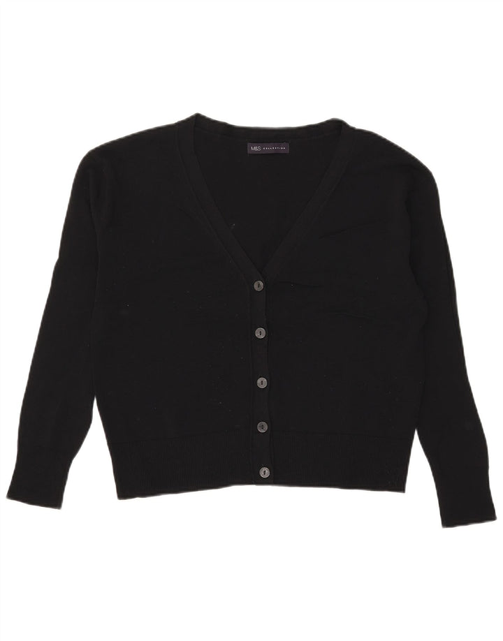 Marks & Spencer Damen Crop Oversized Cardigan Pullover UK 8 Small Schwarz