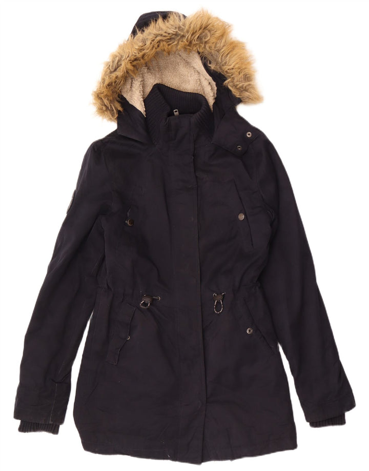Superdry Damen-Parka mit Kapuze, UK 6, XS, Marineblau, Polyester