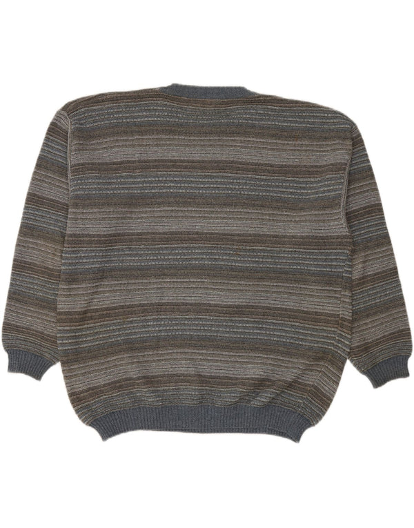 RODES Herren-Pullover mit Rundhalsausschnitt, 2XL, mehrfarbig, gestreift, Baumwolle