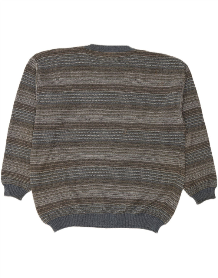 RODES Herren-Pullover mit Rundhalsausschnitt, 2XL, mehrfarbig, gestreift, Baumwolle