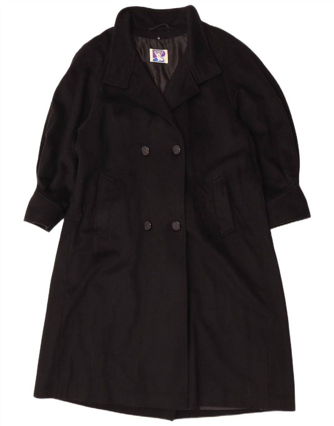 Yessica Damen Zweireihiger Mantel UK 20 2XL Schwarze Wolle