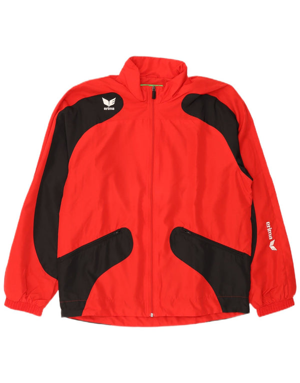 Erima Herren-Trainingsanzug-Top-Jacke, UK 40/42, mittelrotes Farbblock-Polyester