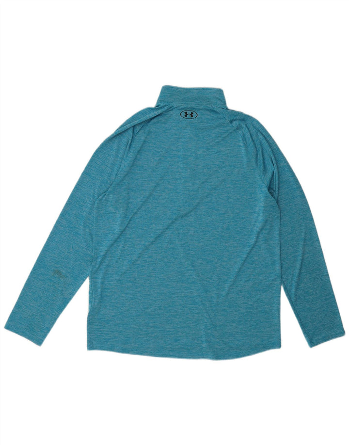 Under Armour Herren-Oberteil mit Reißverschluss, langärmlig, groß, blau geflecktes Polyester
