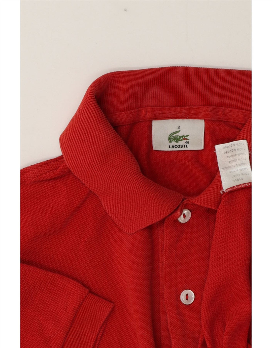 Lacoste Herren-Poloshirt, Größe 3, klein, rote Baumwolle