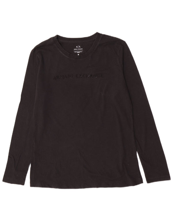Armani Exchange Damen Graphic Top Langarm UK 12 Medium Schwarz