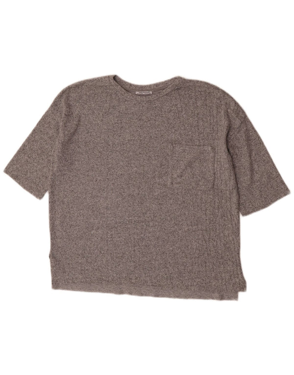 Zara Damen Trafaluc Übergroßes T-Shirt Top UK 10 Small Grau meliert