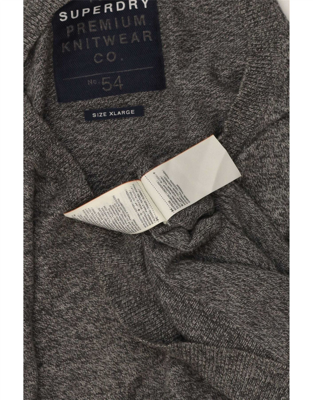 Superdry Herren-Pullover mit V-Ausschnitt, XL, grau gefleckte Baumwolle