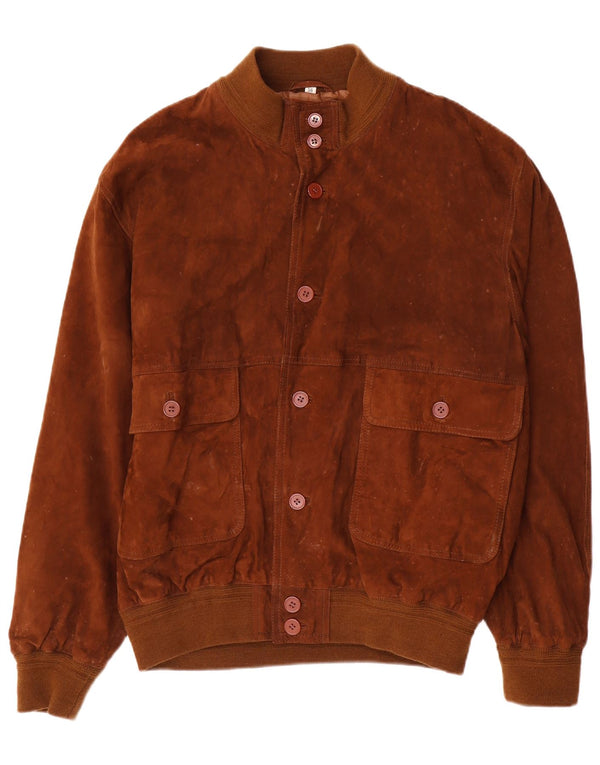 Vintage Herren Wildleder Bomberjacke IT 56 3XL Braunes Leder