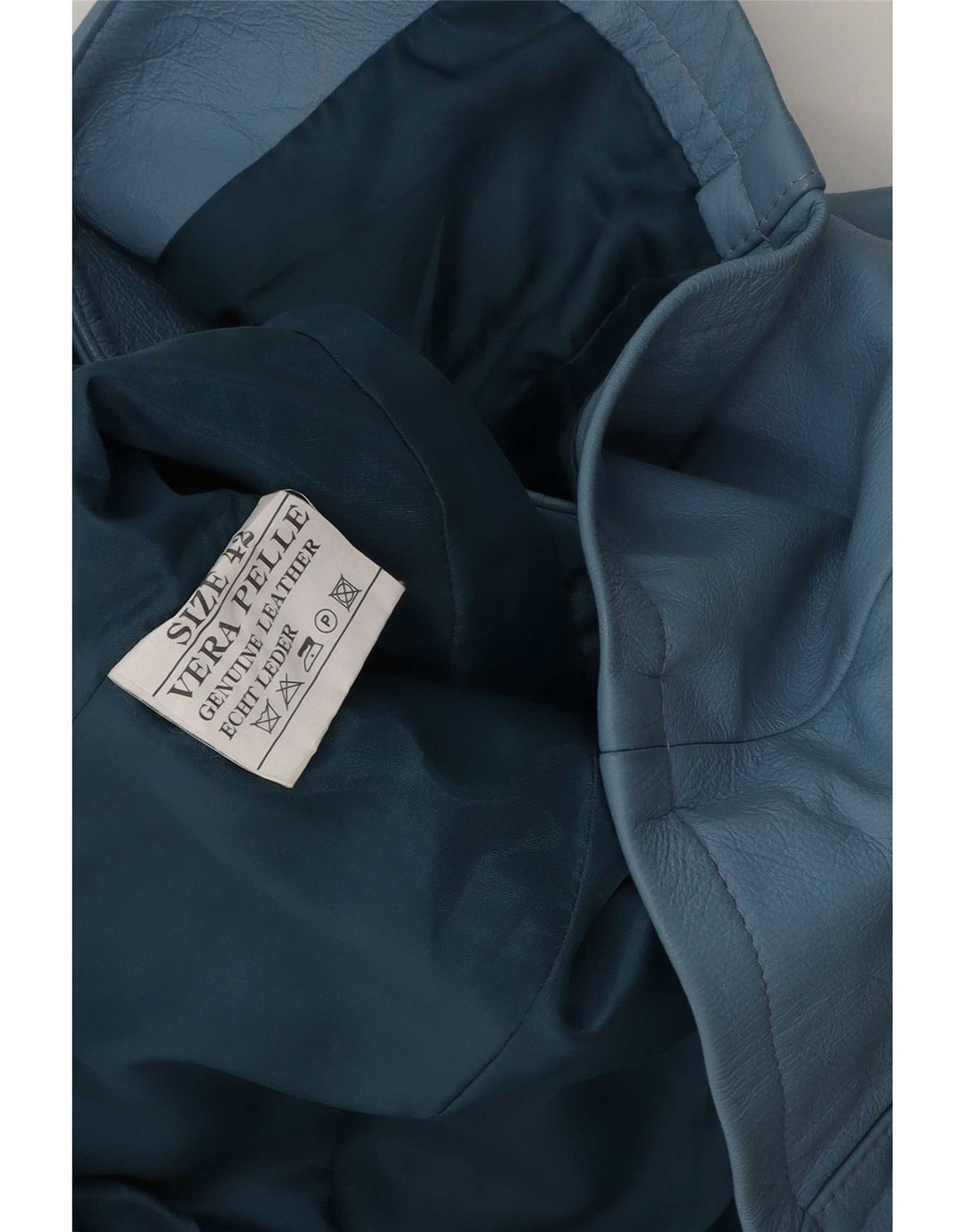 Vintage Damen Lederhemd IT 42 Mittelblau