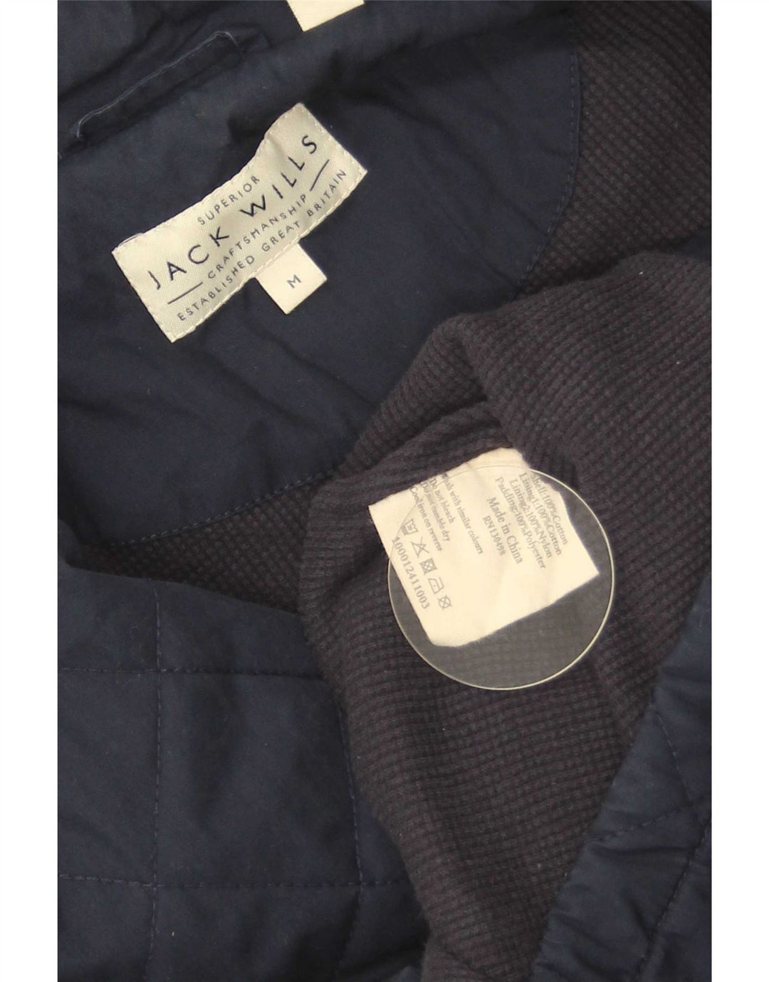Jack Wills Herren-Steppjacke, UK 38, mittelmarineblaue Baumwolle