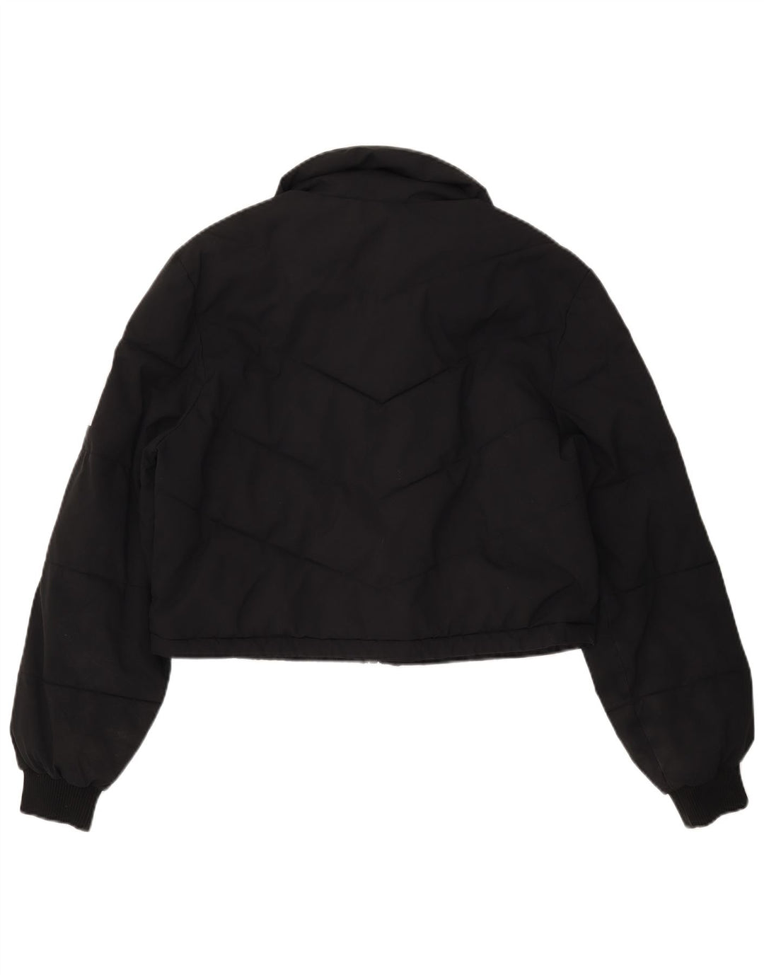 TRUE RELIGION Damen Crop Wattierte Jacke UK 16 Large Schwarz Polyester